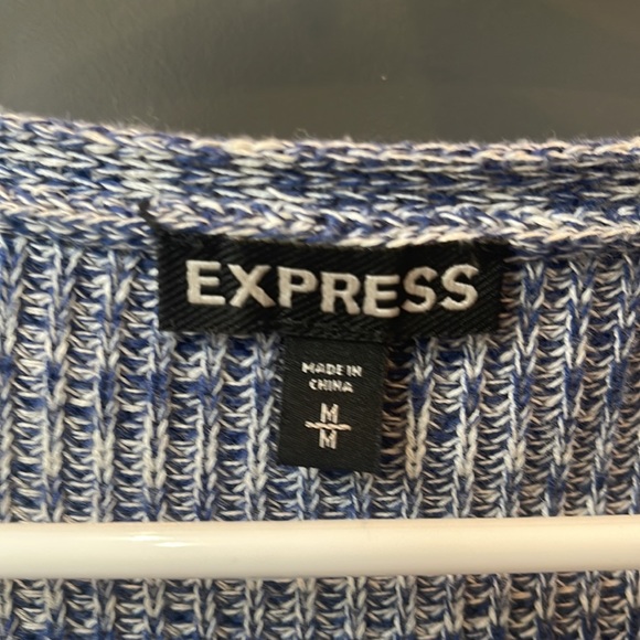 Express Blue Knit V Neck Sweater - Picture 3 of 4